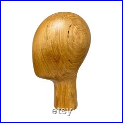 Female Male Kids Wooden Head Mannequin, Ancient Hand Brush Dark Brown Color Wooden Head Mannequin for Hat Wig Home Display, Jewelry Holder