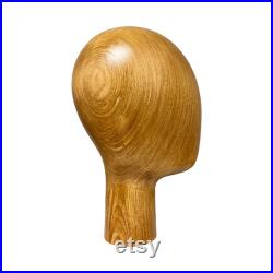 Female Male Kids Wooden Head Mannequin, Ancient Hand Brush Dark Brown Color Wooden Head Mannequin for Hat Wig Home Display, Jewelry Holder