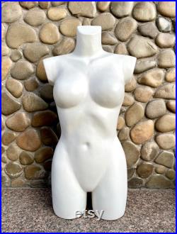 Female Mannequin Black Toned Torso Upper Body 29.5 Plastic Stand Display