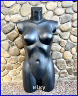 Female Mannequin Black Toned Torso Upper Body 29.5 Plastic Stand Display