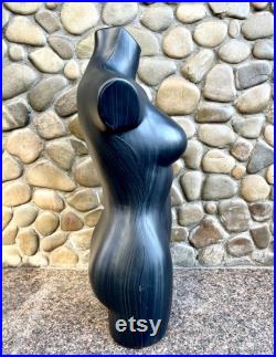 Female Mannequin Black Toned Torso Upper Body 29.5 Plastic Stand Display