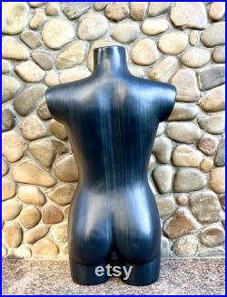 Female Mannequin Black Toned Torso Upper Body 29.5 Plastic Stand Display