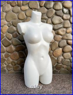 Female Mannequin Black Toned Torso Upper Body 29.5 Plastic Stand Display