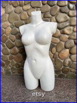 Female Mannequin Black Toned Torso Upper Body 29.5 Plastic Stand Display