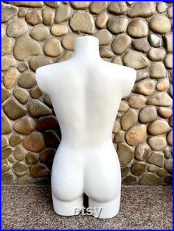 Female Mannequin Black Toned Torso Upper Body 29.5 Plastic Stand Display