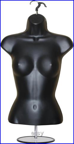 Female Mannequin Body Form Hanging Torso Bust Display Plastic 3 4 Black