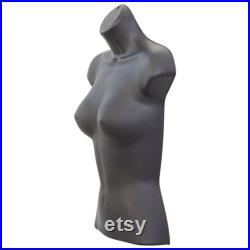 Female Mannequin Body Form Hanging Torso Bust Display Plastic 3 4 Black