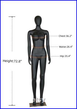 Female Mannequin Full Body with Head and Arm, Color, Matte Black, metal stand 72 inches tall, plastic, detachable parts
