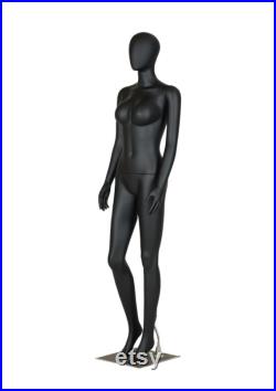 Female Mannequin Full Body with Head and Arm, Color, Matte Black, metal stand 72 inches tall, plastic, detachable parts