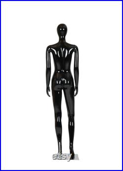 Female Mannequin Full Body with Head and Arm, Color, Shiny Black, metal stand 72 inches tall, plastic, detachable parts