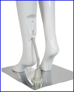 Female Mannequin Full Body with Head and Arm, Color, Shiny White, metal stand 72 inches tall, plastic, detachable parts