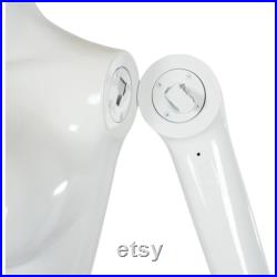Female Mannequin Full Body with Head and Arm, Color, Shiny White, metal stand 72 inches tall, plastic, detachable parts