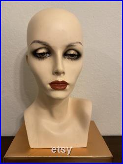 Female Mannequin Head Noriko Wig Head Makeup Vintage Lady Head Hat Display