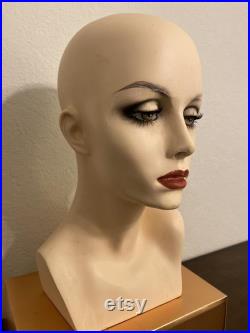 Female Mannequin Head Noriko Wig Head Makeup Vintage Lady Head Hat Display