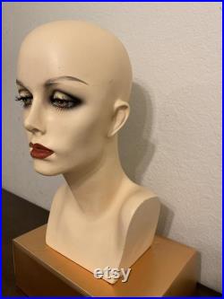 Female Mannequin Head Noriko Wig Head Makeup Vintage Lady Head Hat Display