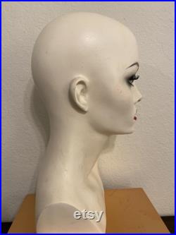 Female Mannequin Head Noriko Wig Head Makeup Vintage Lady Head Hat Display