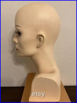 Female Mannequin Head Noriko Wig Head Makeup Vintage Lady Head Hat Display