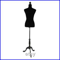 Female Mannequin Torso Dress Form Tripod Stand Clothing Display Black Pinnable Torso with Shoulders