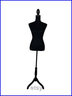 Female Mannequin Torso Dress Form with Tripod Base Stand Adjustable S-M(60-67 ) for Sewing Dressmakers Jewelry Display,Black Velvet
