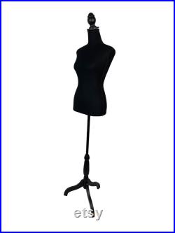 Female Mannequin Torso Dress Form with Tripod Base Stand Adjustable S-M(60-67 ) for Sewing Dressmakers Jewelry Display,Black Velvet