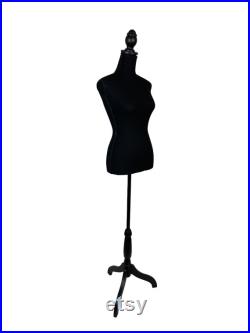 Female Mannequin Torso Dress Form with Tripod Base Stand Adjustable S-M(60-67 ) for Sewing Dressmakers Jewelry Display,Black Velvet