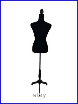 Female Mannequin Torso Dress Form with Tripod Base Stand Adjustable S-M(60-67 ) for Sewing Dressmakers Jewelry Display,Black Velvet