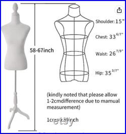 Female Mannequin Torso Dress Form with Tripod Base Stand Adjustable S-M(60-67 ) for Sewing Dressmakers Jewelry Display,Black Velvet