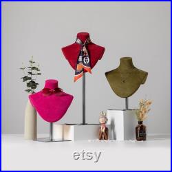 Female Necklace Display Bust Mannequin,Colored Velvet Fabric Mannequin Bust Dress Form,Fashion Store Window Scarf Jewelry Bust Display Model