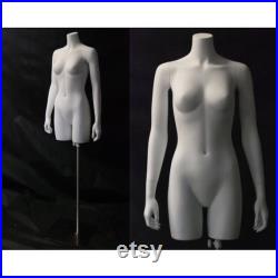 Female Torso Mannequin Display 3 4 Torso Women's Matte White Mannequin with Included Stand TFW
