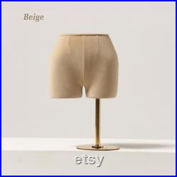 Female Underwear Mannequin,Adjustable Women Hip Form, Canvas Half Body with Golden Metal Base,Dress Form for Retail Boutique Store Display