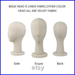 Female Velvet Fabric Head Mannequin Head,Hat Jewelry Cap Hair Wig Display Head Model ,Clothing Store Window Display Head Dummy