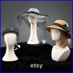 Female Velvet Linen Lace Fabric Head Mannequin Head,Hat Hair Scarf Earring Sunglasses Necklace Wig Display Head ,Jewelry Display Stand
