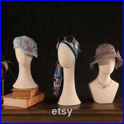 Female Velvet Linen Lace Fabric Head Mannequin Head,Hat Hair Scarf Earring Sunglasses Necklace Wig Display Head ,Jewelry Display Stand