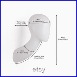 Female Wig Mannequin Head, Wall Mounted LED Plastic Head Model Block for hair Hat Headphone Headband jewelry Display, Fashion Lighting Head