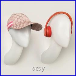 Female Wig Mannequin Head, Wall Mounted LED Plastic Head Model Block for hair Hat Headphone Headband jewelry Display, Fashion Lighting Head