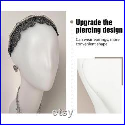 Female Wig Mannequin Head, Wall Mounted LED Plastic Head Model Block for hair Hat Headphone Headband jewelry Display, Fashion Lighting Head