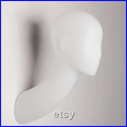 Female Wig Mannequin Head, Wall Mounted LED Plastic Head Model Block for hair Hat Headphone Headband jewelry Display, Fashion Lighting Head