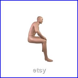 Fiberglass Adult Male Fleshtone Realistic Sitting Mannequin MSA02-P