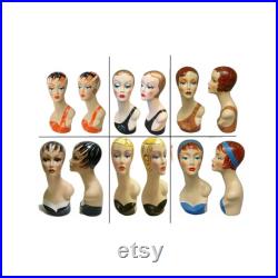 Fiberglass Vintage Female Display Heads Personalized Option