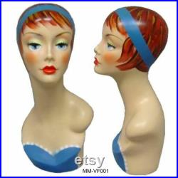 Fiberglass Vintage Female Display Heads Personalized Option