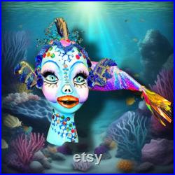 Fish Girl Mannequin, Rainbow Fish Girl, Fish Head