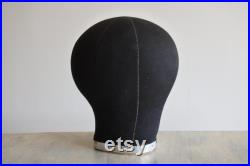 French Vintage Modeste Marotte Black fabric Hat Model Stand France Antique for Chapeaux