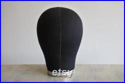 French Vintage Modeste Marotte Black fabric Hat Model Stand France Antique for Chapeaux