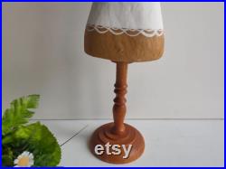 French vintage, small mannequin, jewellery display, wooden foot with painted papier mâché body.