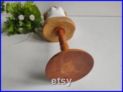 French vintage, small mannequin, jewellery display, wooden foot with painted papier mâché body.
