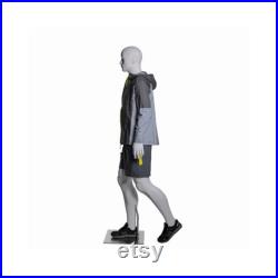 Full Body Adult Athletic Male Glossy White Fiberglass Walking Mannequin ZL-M01