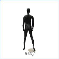 Full Body Adult Female Matte Black Egg Head Standing Fiberglass Mannequin GF11BK2