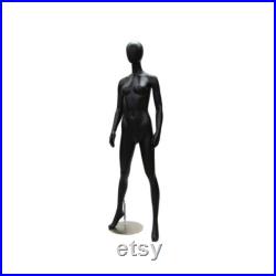 Full Body Adult Female Matte Black Egg Head Standing Fiberglass Mannequin GF11BK2