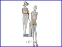 Full Body Beige Color Velvet Female Standing Stylized Mannequin Dress Form Sofia