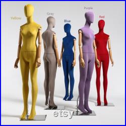 Full Body Female Display Dress Form Mannequin Stand, Wig Jewelry Clothes Display Mannequin with Silver Base ,Suede Velvet Fabric Mannequins